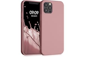 kwmobile Carcasa Compatible con Apple iPhone 12 / iPhone 12 Pro Funda de Silicona - Flexible con Interior de Microfibra - Suave Protector antigolpes - Rosa de Invierno