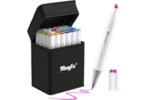 TongFu Rotuladores de 24 Colores, 2023 Nuevos Rotuladores Doble Punta de Vellón Fino de Nylon, La Máxima Suavidad, Seguros, Secado Rápido, Fácil de Mezclar Marcadores para Bocetos, Cómics, Garabatos