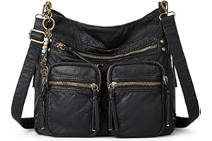 FASHION MODERN WORLDLYDA Worldlyda Large Crossbody Bags for Women Multi Pockets Shoulder Bags Soft Vintage Vegan Leather Purses Handbags Hobo Tote