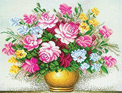 Starlit 21488 - DIY Kreuzstich Vollnadel Stickerei Set Nähzeug Malerei Rose Größe 58x50 cm