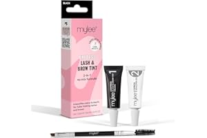 Kit Cils et Sourcils Express de Mylee - Formule 2 en 1 Sans Mélange, Teinture + Gel Révélateur + Brosse Double Face, Teinture Professionnelle, Longue Durée, Semi-permanente (Noir)