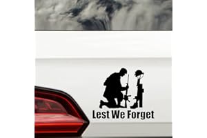 Hatcherabilia Lest We Forget UK Military Remembrance Car Stickers - Waterproof Decals - Laptops, Mirrors, Windows, Army Gifts (Black)