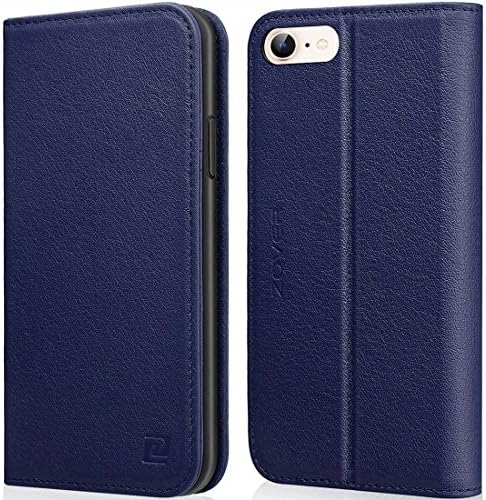 ZOVER iPhone 6S Case iPhone 6 Case Genuine Leather Wallet Case Flip Folio Book Case Cover with Kickstand Feature Card Slots & ID Holder and Magnetic Closure Navy Blue