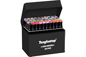 Tongfushop Zestaw 60 kolorowych markerów, pisaki do kolorowania dla dorosłych, artystyczne pisaki z filcową końcówką, markery alkoholowe z podwójną końcówką, do rysowania, szkicowania, anime, mangi