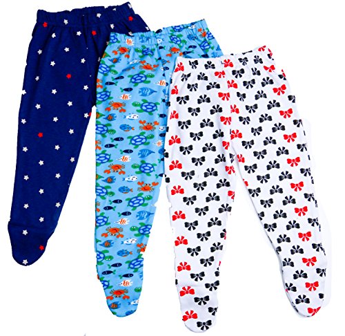 _PK3A New Baybee Premium Quality Baby Cotton Pajamas Leggings with Booties Socks for New Borns - Unisex (Random Colors and Prints) Pack of 3 (9-12 months) RS.499 (50.00% Off) - Amazon