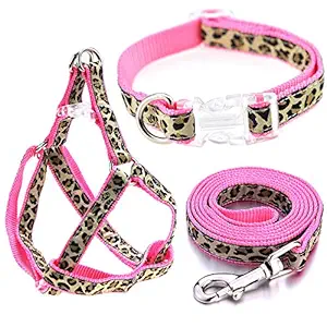 Mile High Life Dog Collar, Harness and Leash | Pink Leopard Design | Small | Perfect Accessory for Walking Your Dog