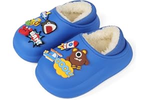 Cheerful Mario Zuecos Cálido Forro de Felpa por Niño Niña Zapatillas Casa de Invierno Impermeable Pantuflas Antideslizante