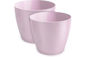 ‎TULMERO TULMERO Blumentopf matt, Pflanzkübel aus Übertopf Kunststoff Dekorativer Topf für, groß und klein Pflanzen, 2er-Set blumenkübel, blumenkübel kräutertopf, (2 Pack) Rosa, ø 14 cm