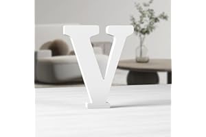 MeteoraPrime Lettres en Bois Blanc de 6 Pouces Lettres en Bois Non Finies pour Décor Murale Lettres Debout Décoratives Grandes Lettres pour Décor Murale pour Projets de FêTe à La Maison (V)