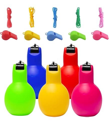 Lot De 4 Sifflets à Main Poire Avec Cordon - Sifflet Arbitre Sport, Urgence, Dressage Chiens - PVC Sans Contact Bouche