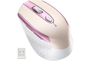 CIMETECH Wireless Mouse, 6 Buttons Mouse Silent Efficient Design, Suitable for Hand Size & Comfortable Grip, Office Mouse for Laptop PC Computer Tablets Windows Linux, 3 Adjustment Levels, Pinlk