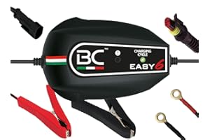 BC Battery Controller BC EASY 6, Cargador de baterías y Mantenedor Inteligente, 6 Ciclos de Carga para todas las Baterías de Coche y Moto 12V de Plomo-Ácido, 1 Amp