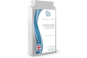 XSPAN LABS Choline Bitartrate 730mg Daily Dosage, 120 Vegan Choline Capsules - Helps to Maintain Normal Liver Function - No GMOs, Dairy, or Gluten - Made in The UK in Accordance with The GMP Code of Practice