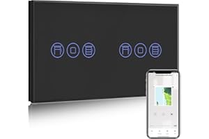 BSEED WiFi Interruptor Persiana Doble Negro,1 Gang 1 Vía Interruptor de Pared Smart Compatible con Alexa y Google Home, Control por APP o Voz, Función de Temporizador, Requiere Cable Neutro