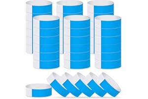 ASTARON Pulseras para eventos 400 piezas Pulseras de papel de neón para eventos Pulseras de fiesta azul Pulseras a granel Pulseras de papel impermeables Pulseras para clubes Concierto