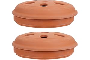 FOMIYES , 2 porta in terracotta, con bruciatore di incenso, con coperchio per uso esterno, , patio, piscina, campeggio, escursionismo e pesca (15 x 14,5 cm)