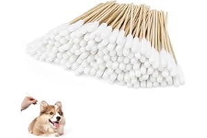 DIYCUT 150 Stück Hunde Wattestäbchen Ohrreiniger, 150 mm Langes Wattestäbchen für Hunde, Ohrenreinigung Hund Haustieren, zur Reinigung und Hygiene von Haustierohren