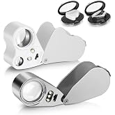 EEEKit Magnifiers 30 x 40 x 60 x 2 x Magnifier with UV and LED Light, Foldable Jewellery Box Magnifier for Reading Welding In