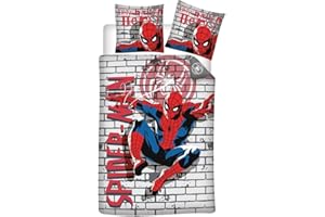 AYMAX Parure de Lit Spiderman Graffiti 1 Personne, Housse de Couette 140x200 cm + Taie d'oreiller 65x65 cm, Polycoton