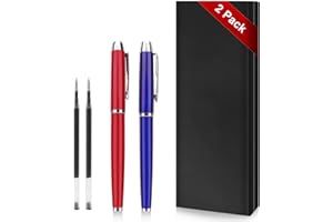 PENGHAIYUNFEI Bolígrafo - 2 Bolígrafos de Metal Noble, Para uso Comercial y Escolar Masculino y Femenino, Bolígrafo Exquisito Para Regalos de Cumpleaños de Empresa, 2 Recargas Adicionales de 0,5 mm