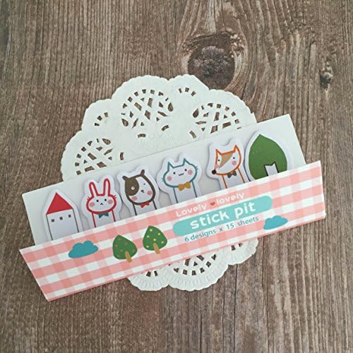 Kawaii Sticky Notes Tabs - Animal House Rabbit Cat Fox Dog Tree - Stick Pit - Self Stick Note Memo