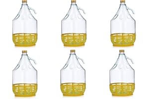 UNBEKANNT Lot de 6 5 l Verre de vin ballon avec panier plastique ballon gärballon Bouteille en verre Livraison gratuite