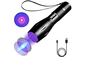 YZYOE 365 nm Black Light Flashlight Powerful Rechargeable,Fluorescent Agent Detection Lamp, Jade, Jewelry, Paper Money, Fungal Detector,LED UV Flashlights 1 Mode Detection Light.