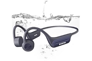 Voistek Cuffie Sportive Conduzione Ossea, Bluetooth 5.4 con IP68 Impermeabili a Prova d'Acqua, Subacquee per Piscina e Nuoto, Memoria 32G con Lettore MP3 Integrato, Auricolari per Surf, Ciclismo