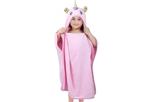 Gaga city Toalla de Baño de Unicornio para Piscina, Poncho Infantil, Albornoz de Playa Regalo para Bebe o Niña, Rosa 1-5 años