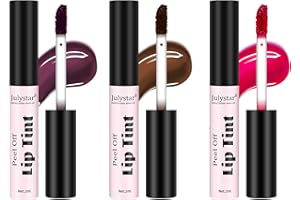 LOPHE Lip Tint Peel Off, 3 Colores Lip Stain Set, Mujeres Tinte Labios Despegable, Impermeable, Lápiz Labial con Acabado Mate, Brillo Labial de Larga Duración, Brillo de Labios Extraíble (Conjunto A)