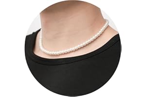 RWQIAN Collana Bianche Perle per Uomo e Donna 6mm/8mm Artificiali Faux Perle Catene de Perles Bijoux 40-60cm