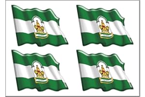 ARTIMAGEN Pegatina Bandera Ondeante 4 uds. Andalucía RESINA 30x22 mm/ud.