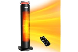 KITPRESENT OSTBA Electric Heater, 2000W Fan Heater for Home Low Energy Silent, Portable Ceramic Heater with Variable Thermostat, Space Heater, Overheat & Safety Tip-over Protection, Oscillation, Black