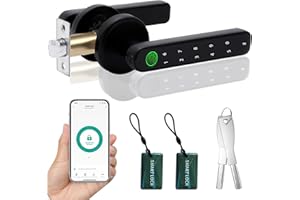 DHEISHA Smart Fingerprint Door Lock, Biometric Keyless Entry Door Lock with APP - Cards - Backup Key - Fingerprints - Codes for Bedroom Hotel Office Apartment and More(Black)