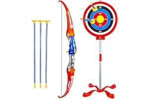 KINGSPORT Kids Archery Set with Adjustable Height Stand Targeting Board and Suction Arrows for Perfect Indoor and Outdoor Games Bow and Arrow Archery Shooting Set for Kids 3+ Years and Above