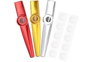 Lotbun 3 szt. instrumentu Kazoo, membrana kazoo, instrument dla dorosłych, metalowy kazoos, na imprezy muzyczne, imprezy i relaks