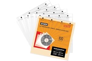 UENTIP Fundas interiores para discos de vinilo, 3 capas de calidad de archivo, paquete de 100 unidades, protege tus álbumes LP de arañazos, suciedad y polvo, cubierta de disco exterior sin ácido (fundas