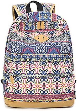 EchoFun Ladies Womens Girls Vintage Floral Print Backpack Canvas School Bag Travel Laptop Backpack Casual Daypack