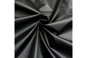 KAYES TEXTILES Ripstop Water Repellent Polyester Fabric 60" Wide 150cm (Per Metre) (Black)