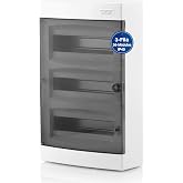Intratec 3 Row Electric Surface Box &ndash; IP40 Distribution Box for 36 Modules with White Door for Easy Installation in Home and
