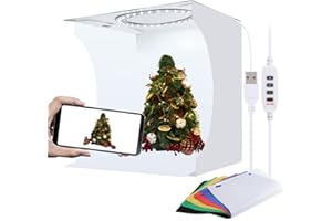 PULUZ Fotostudio 12’/ 30CM Dreifarbiger Temperaturschalter Falten Fotobox Lichtbox für klein Produkt Geeignet für Unternehmen die Artikel Online USB Cable 128 Lampenperlen 6 Farben Hintergründe