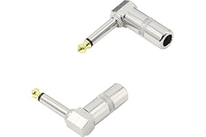 YACSEJAO Audio 1/4" 90-Grad-Winkelstecker, 6,35 mm Heavy Duty TS Mono Male Solder Jack Connector für Lautsprecher/Gitarre/Mikrofonkabel-2Pack (muss gelötet werden)