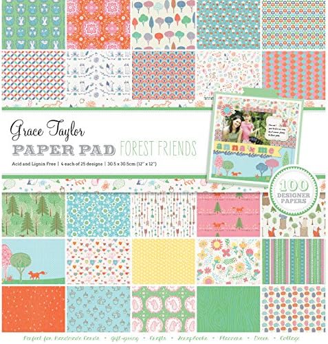 Grace Taylor 31 x 31 x 4 cm Forest Friends 100-Sheet Paper Pad, Multi-Colour