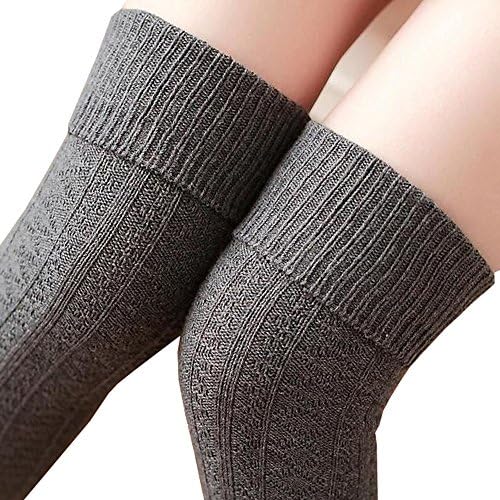 Knee High Socks 1 Pair Holding Overknee Stockings Girls Students Knitting Sports Socks