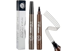 UJOOGBU 2 PCS Eyebrow Pen Liquid Eyebrow Pencil,Waterproof Eyebrow Pencil With 4 Micro-Fork Tip,Brown Pencil,Dark Brown Eyebrow Tint,Eye Brows Make Up Creates Natural Looking Stays(Dark Grey&Dark Brown)