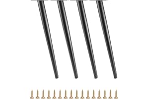 QWORK Zestaw 4 skośnych nóg stołu 40 cm – stalowe nogi meblowe z odpornymi na zarysowania nakładkami do stolika kawowego/stojaka nocnego/szafy/krzeseł