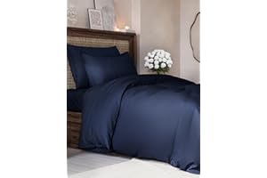 CGK Unlimited Set copripiumino Blu marino 3 pezzi 240x220 cm - Morbido in microfibra poliestere, elegante e resistente con 2 federe 80x80 cm lavabile in lavatrice, con chiusura a cerniera e lacci.