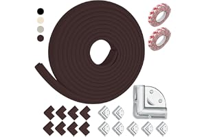 19PCS Baby Proofing Edge Protector Set (5m Roll + 8 Foam Corner Guards + 8 Clear Corner Protectors) | Safe & Thick Edge Bumpers for Baby Safety | Heavy-Duty Edge Guards for Home Furniture (Brown)