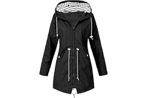 NTNY3 Giacca Impermeabile Antipioggia Cappotto Lungo con Cintura Giacche A Vento Donna Leggera con Cappuccio Taglie Forti Ragazza Cappotti Giubbotto Trekking Zip Sportiva Parka