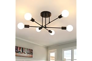 Comely 6 Luci Lampadario Sputnik Industriale, Nero Plafoniera Soffitto E27, Lampada da Soffitto Vintage in Ferro per Camera da Letto Soggiorno Cucina